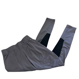 Kerrits Riding Pants Women’s Medium Gray Suede Knee Patch Leggings Equestrian